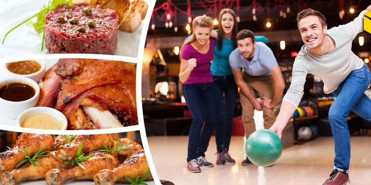 1 až 2 hodiny bowlingu a k tomu masová hostina