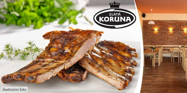 Velká porce marinovaných vepřových žebírek