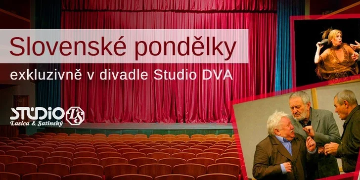Libovolné představení či koncert divadla Studio DVA včetně Letní scény Vyšehrad 2015 o 30 % výhodněji