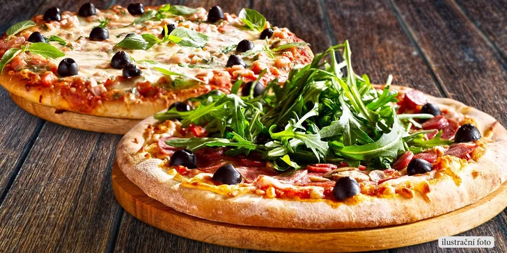 2 křupavé pizzy poseté lahodnými ingrediencemi v Hrádeckém Dvoře