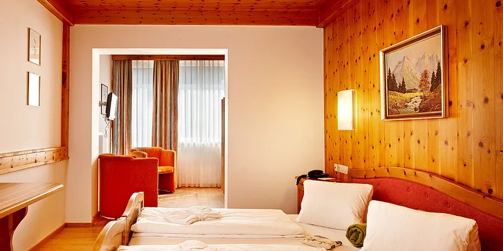 Apartmány mají oddělenou ložnici, kuchyňku a obývací část s rozkládací pohovkou.
