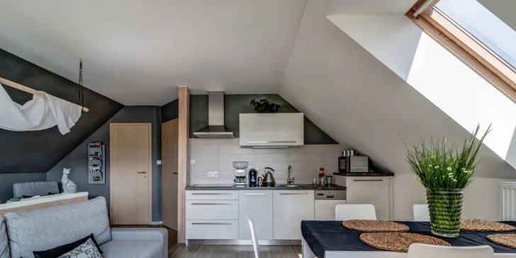 Součástí apartmá je kuchyňský kout se všemi nezbytnými elektrospotřebiči včetně výběru kvalitních čajů
a kávy. 



