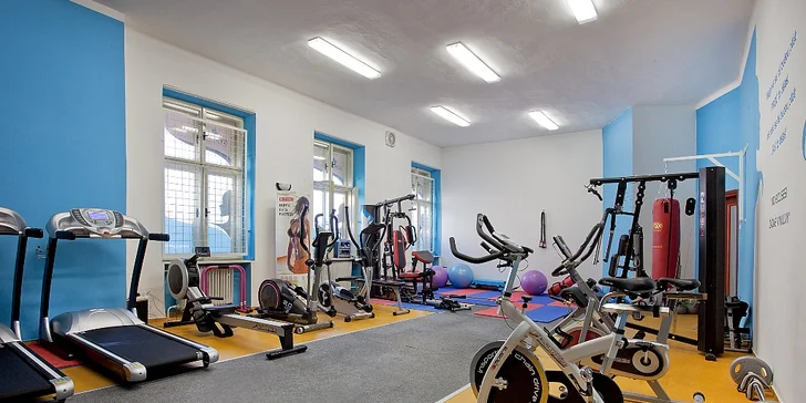 K dispozici tu budete mít rotopedy, běžecké pásy, veslovací trenažer, twist stepper, vibrační plošinu VIBROGYM a mnoho dalšího.
