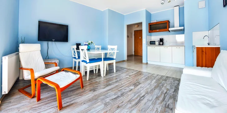 Ubytujete se v moderních skvěle zařízených apartmánech až pro 4 osoby.