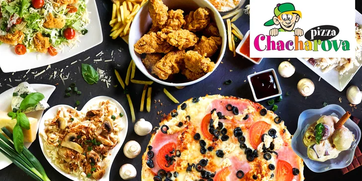 Chacharova pizza: otevřené vouchery na celé menu včetně nápojů, rozvoz a obaly zdarma