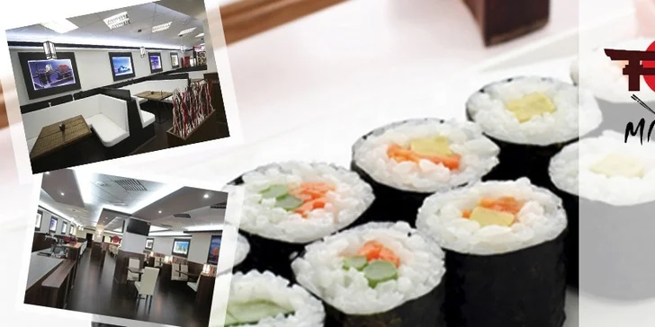 Menu pro 2 s polévkami a kousky sushi, mořskými řasami a salátem