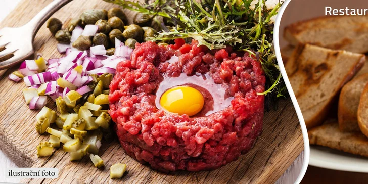 300g tatarský biftek a desatero topinek