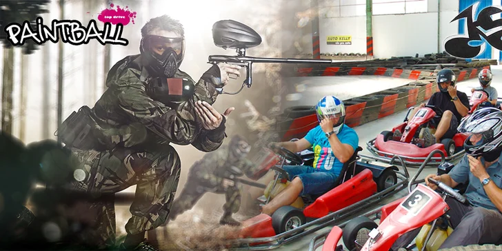 10 minut na motokáře nebo 3 hodiny paintballu