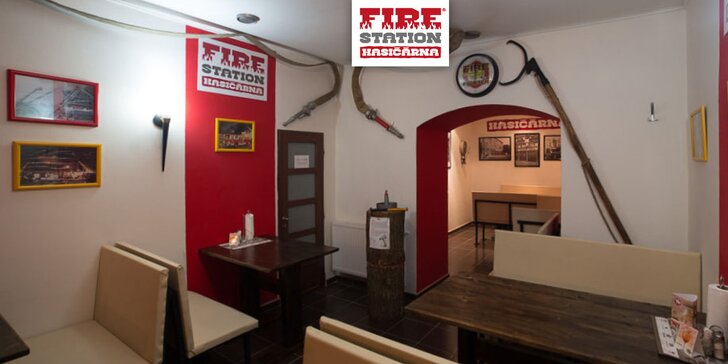 Kuřecí nebo hovězí burger + hranolky - Fire Station