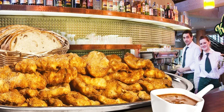 Kilo kuřecích a vepřových řízků v restauraci Ka-Varna