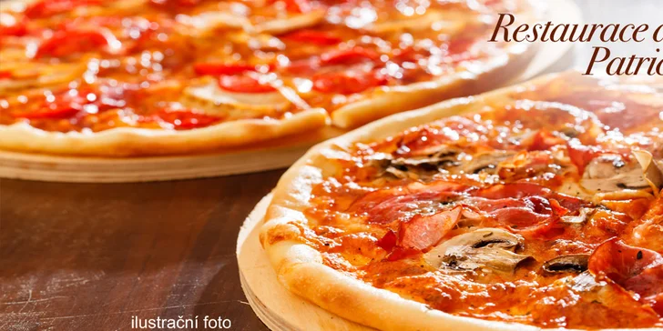 Dvě libovolné křupavé pizzy z kuchyně Pizzerie Patricie