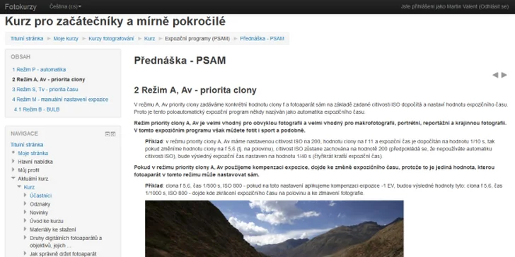 Online kurz fotografování