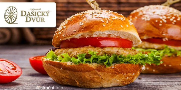 Burger menu pro dva s hranolkami a pivem v Dašickém Dvoře