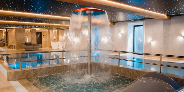 Součástí wellness je bazén, vířivka a brouzdaliště.