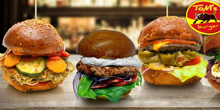 Netradiční burger dle výběru v Tom's Burger