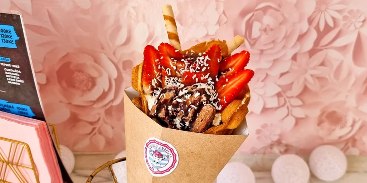 Maxi bubble roll waffle: 1 nebo 2 "bublinkové" vafle s náplněmi podle vaší chuti