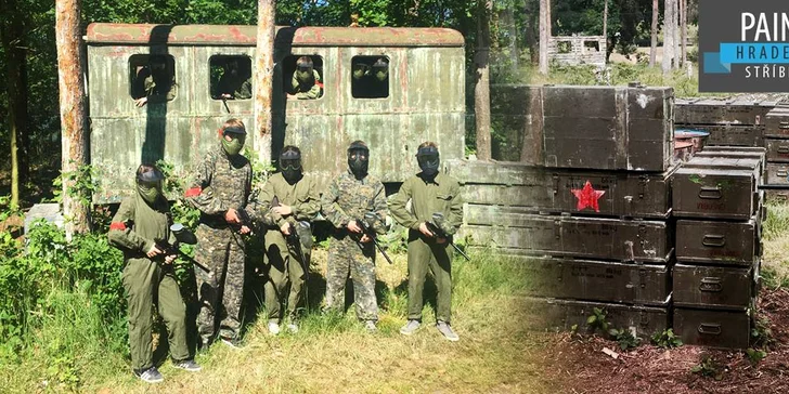 Paintball se 100 kuličkami na poloostrově u rybníka