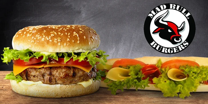 Vynikající burgery, bagety či wrapy v Mad Bull Burgers