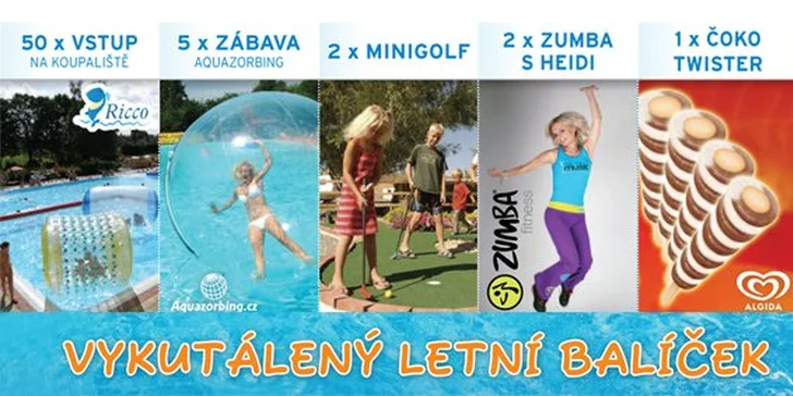199 Kč za 50x vstup na koupaliště, 2x minigolf, 5x aquazorbing, 2x zumbu, zmrzlinu a hamburger XXL. Prázdninová pecka s 90% slevou!