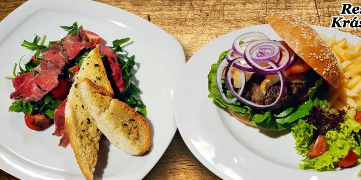 Bohaté 3chodové burgerové menu pro 2