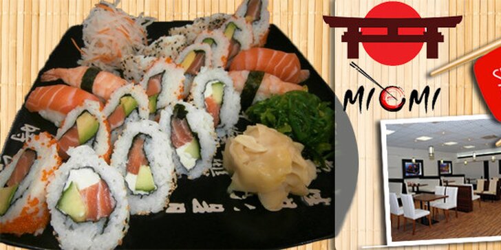 32 kousků sushi, mořské řasy i čerstvý salát v Sushi Miomi