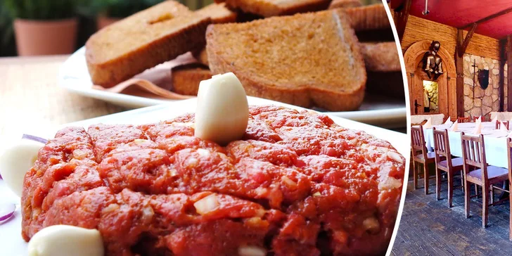 Poctivý 500gramový tataráček z pravé svíčkové a topinky