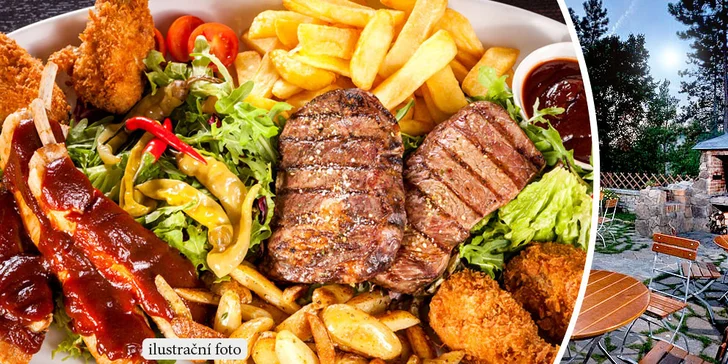 Mix grill na prkně pro 4 osoby U Černého kohouta
