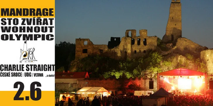 Vstupenky na oblíbený festival Okoř se šťávou! Open air fesťák nabitý zvučnými jmény – Olympic, Mandrage, Václav Neckář, Wohnout a další pecky.