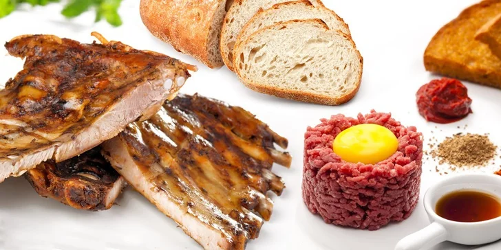 Pořádná hostina U Rytíře Lochoty - tatarák a pečená žebra