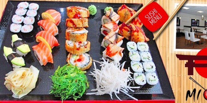 33 kousků sushi, mořské řasy i čerstvý salát v Sushi Miomi