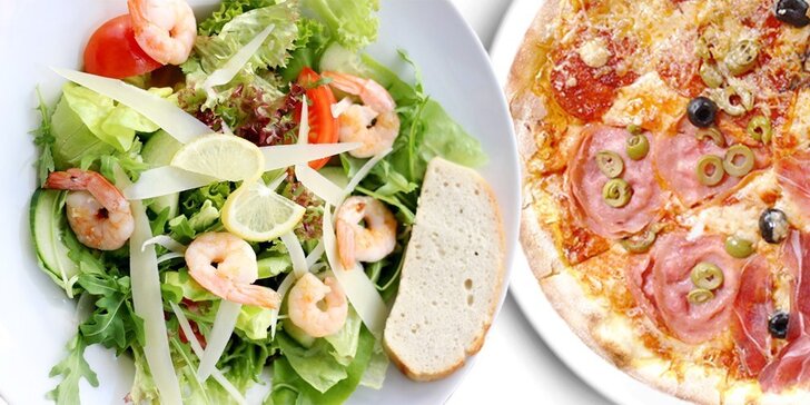 2 italské pizzy, těstoviny či saláty dle výběru + 2 dezerty