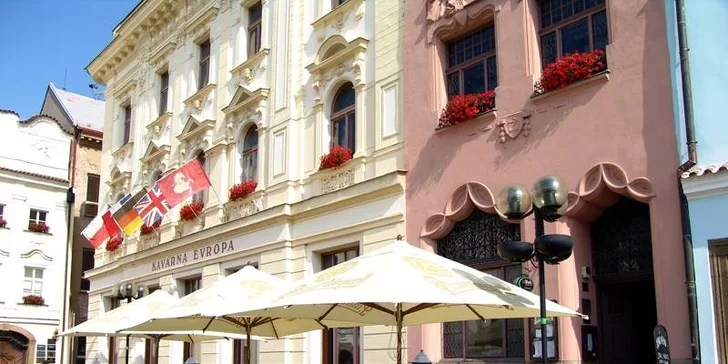 Burger s trhaným vepřovým nebo hovězím masem a steakové hranolky v restauraci Evropa