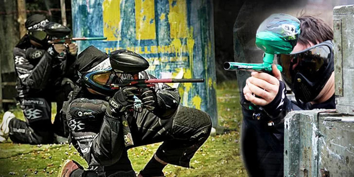 Adrenalinová střílečka na venkovním hřišti Piraňa Paintball
