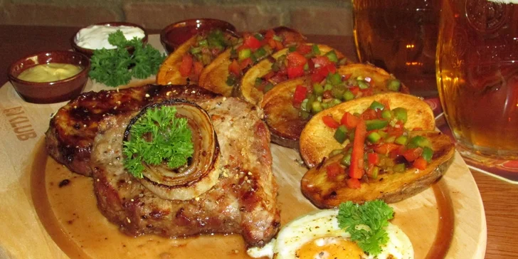 2x 300g maxisteak s přílohou pro dvě osoby