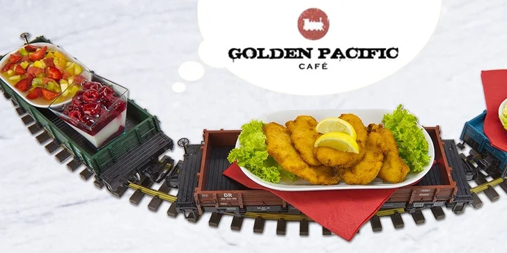 Tři chody dovezené vláčkem v Golden Pacific Café