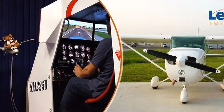 Let na plně pohyblivém leteckém simulátoru Cessna