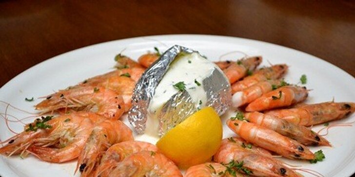 Neomezený přísun krevet včetně přílohy i salátu! Lehká mořská delikatesa v restauraci Palermo.