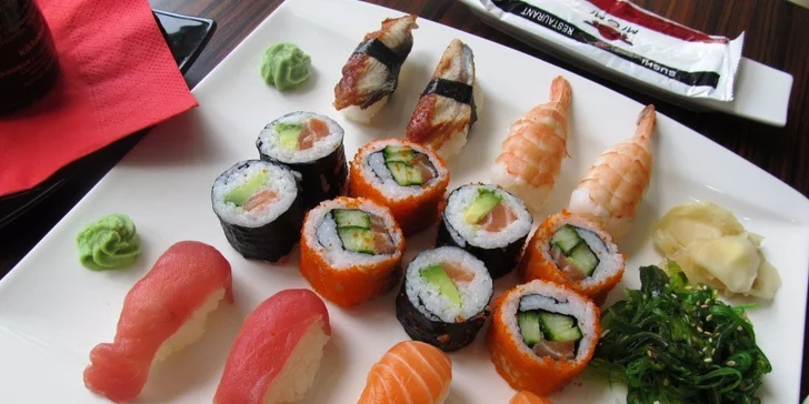 28 kousků sushi, 2 polévky i čerstvý salát v Sushi Miomi