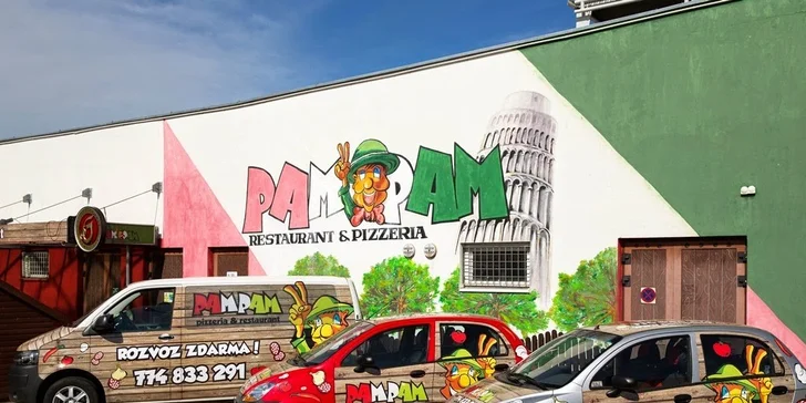 3chodové italské menu s pizzou nebo těstovinami pro dva