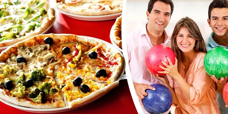 2 pizzy a 1 hodina bowlingu až pro 6 osob