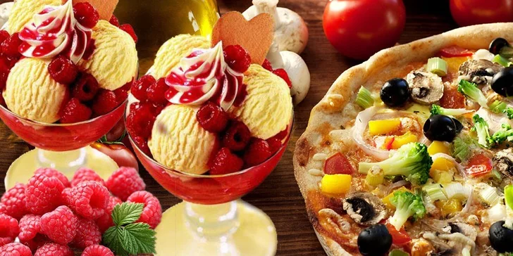 Křupavá pizza nebo horké maliny U Jana pro dva