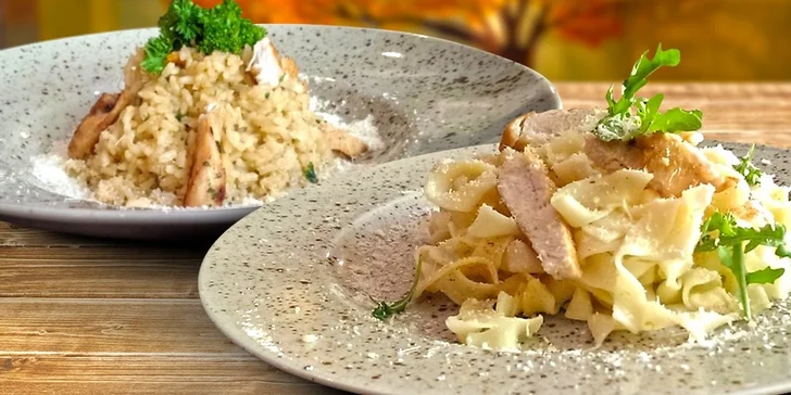 Italské menu pro dva: těstoviny nebo risotto dle výběru