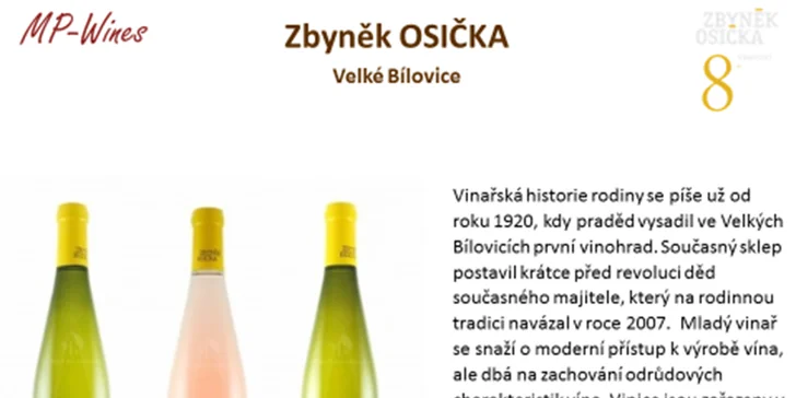 6 lahví moravského růžového vína z vinařství Zbyněk Osička