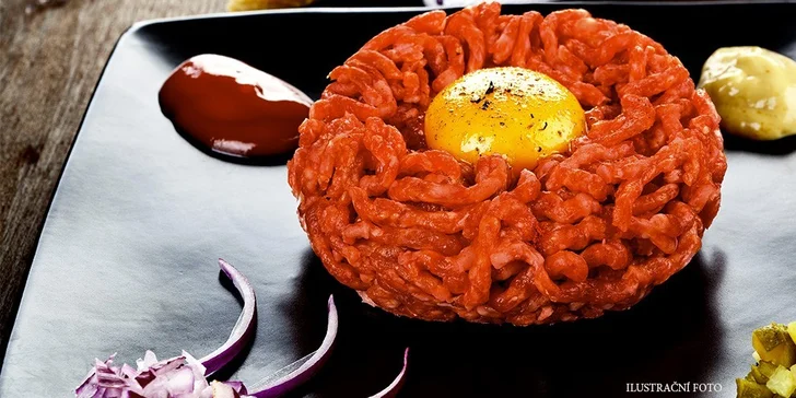 Hovězí tatarák (300 g) + 10 topinek