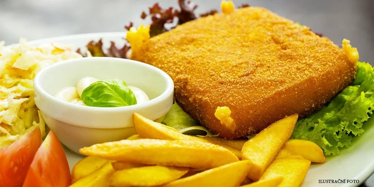 Smažený sýr, hranolky a tatarka pro dva v restauraci Oáza