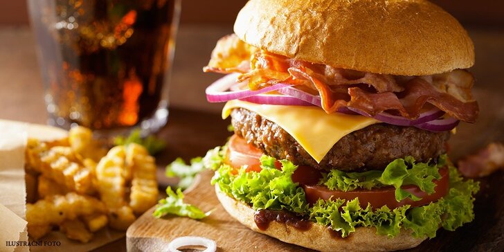 Obří MB Tower burger se 400g masa a bohatou přílohou
