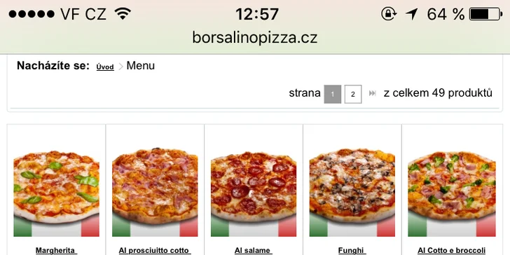 2 pizzy z italských ingrediencí v podniku Borsalino v centru Prahy