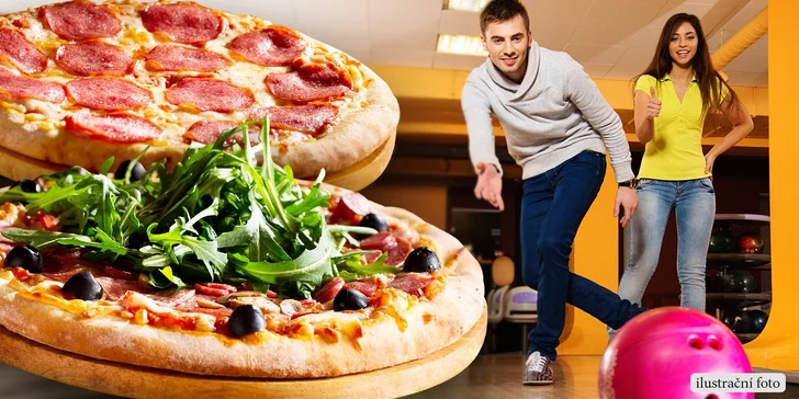 2 pizzy a 1 hodina bowlingu až pro 6 osob
