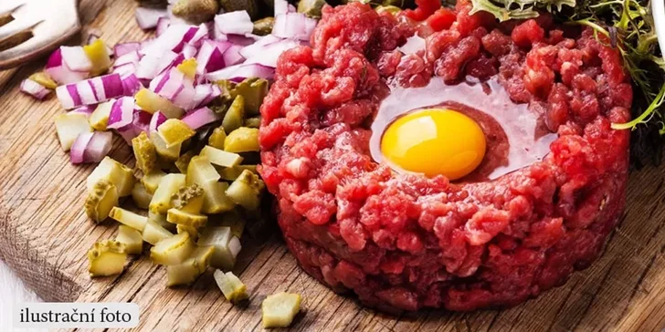 300g tatarský biftek a desatero topinek