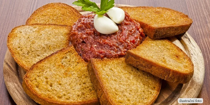 500gramový hovězí tatarák + 15 topinek